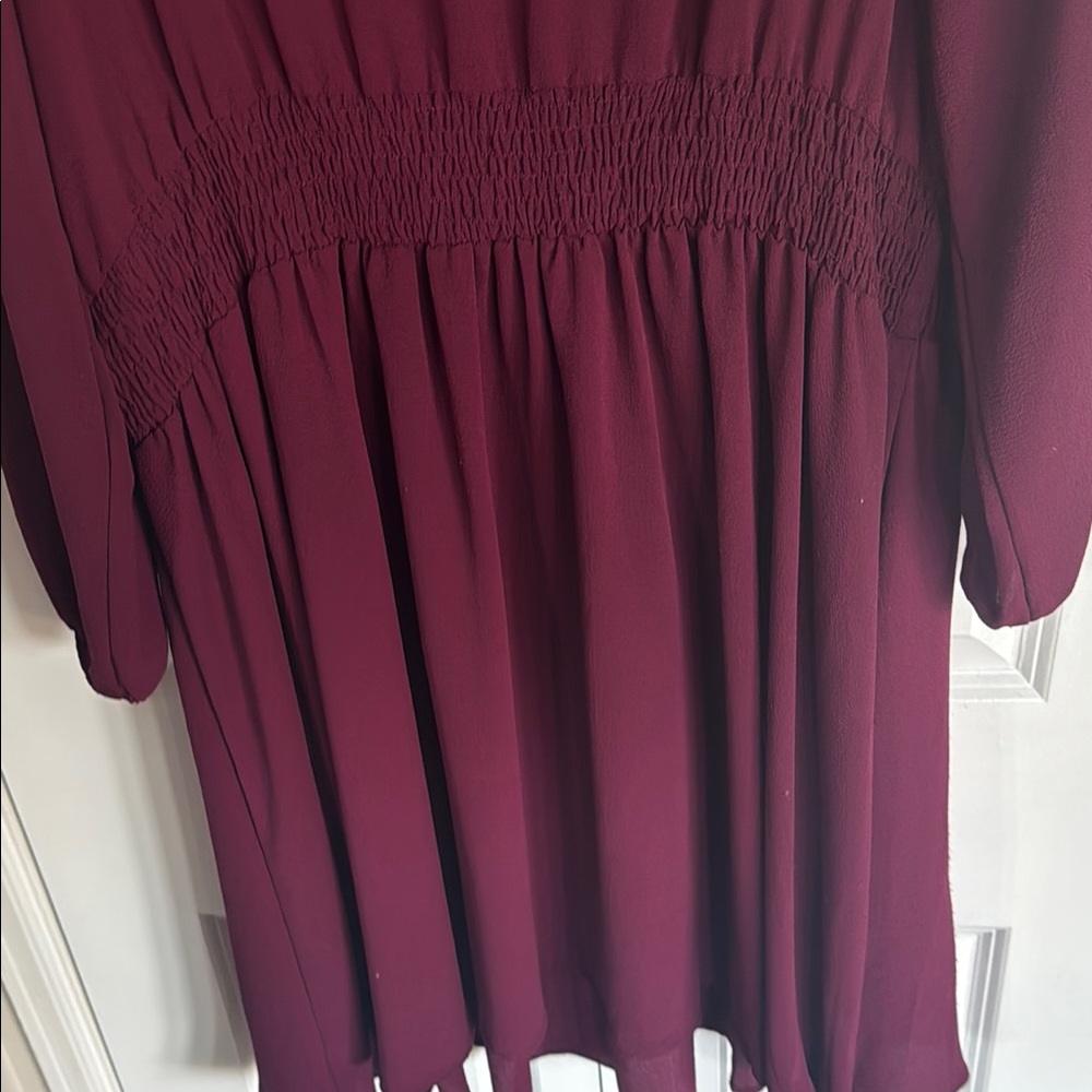 Deep Burgundy Button-Front Dress, Plus Size 2X - Picture 7 of 7